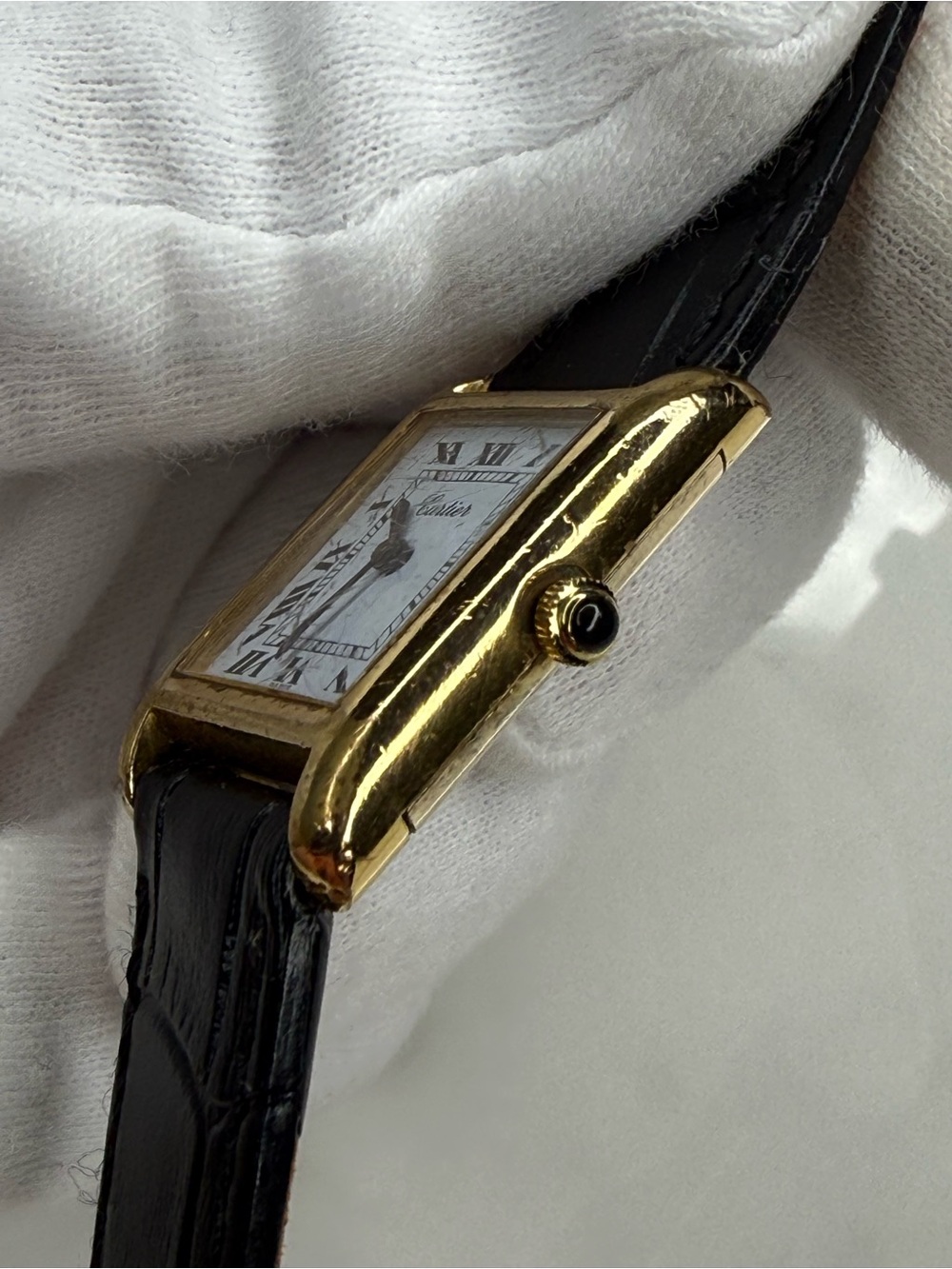 Auth Vintage Cartier Tank 18k Electroplated 1970s 21x28mm Manual Wind Movement - Picture 5 of 16